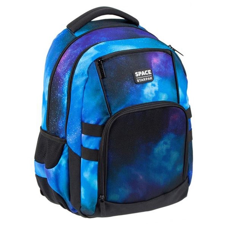 Ghiozdan imprimeu Space, 4 fermoare, buzunare laterale, compartimente spatioase, 43,5x30x20 cm - imagine 3